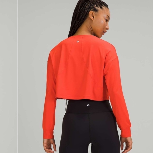 lululemon athletica Tops - Lululemon Athletica Orange Crop Mandarin Collar Sweatshirt